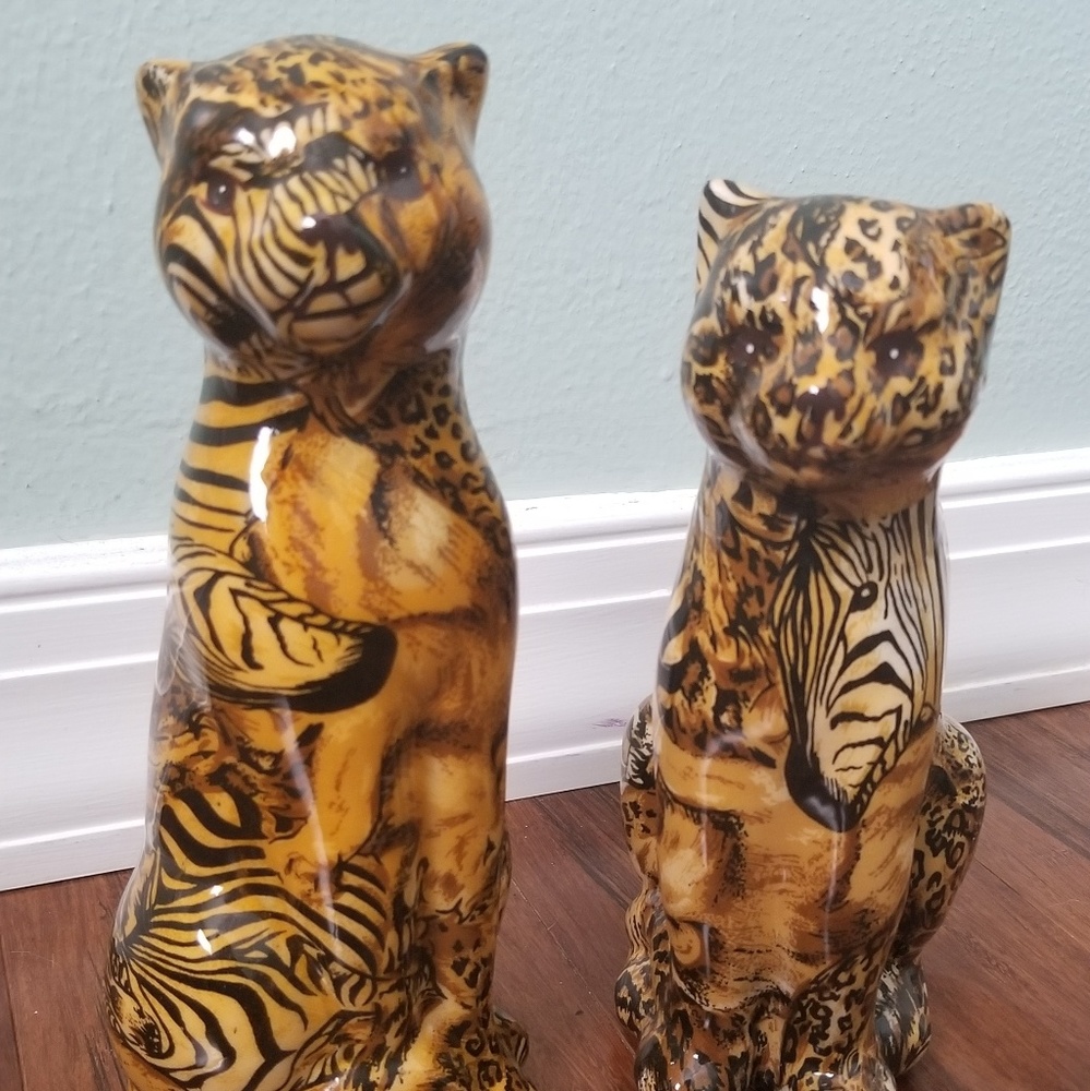 Leopard Porcelain Figurines